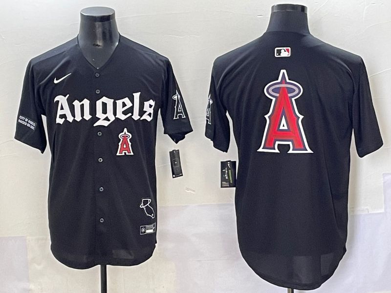 Men 2025 Los Angeles Angels Blank Black Five generations Joint Name Nike MLB Jersey style 22